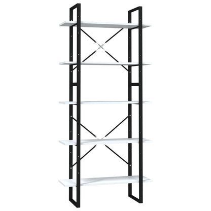 Libreria a 5 Ripiani Bianca 80x30x175 cm in Legno Multistrato
