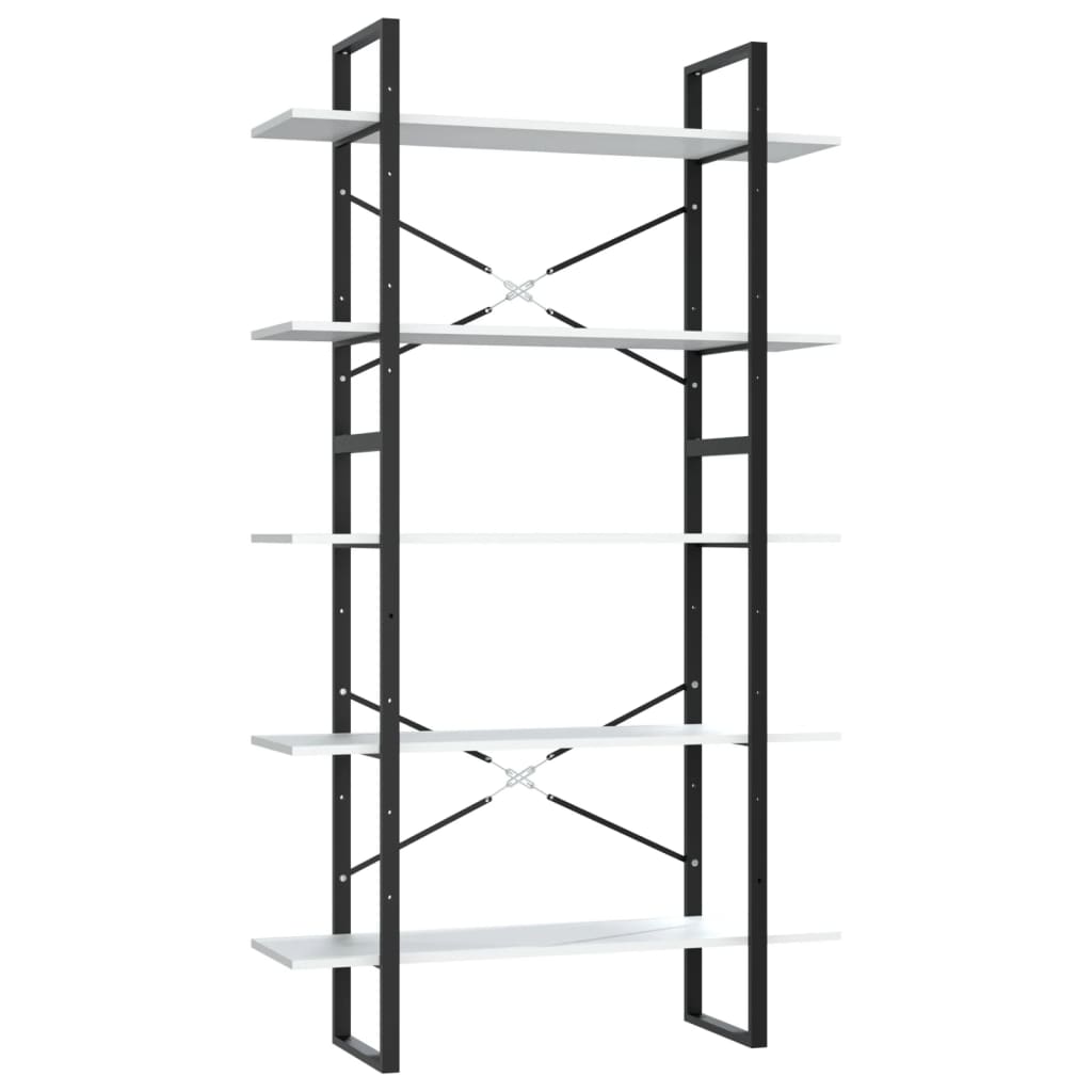 Libreria a 5 Ripiani Bianca 100x30x175 cm in Legno Multistrato