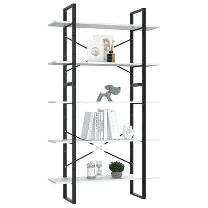 Libreria a 5 Ripiani Bianca 100x30x175 cm in Legno Multistrato