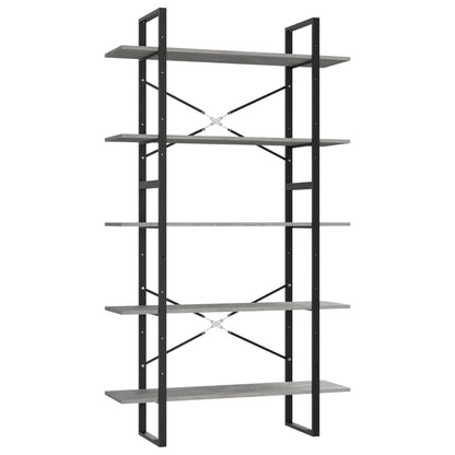Libreria a 5 Ripiani Grigio Cemento 100x30x175cm in Multistrato