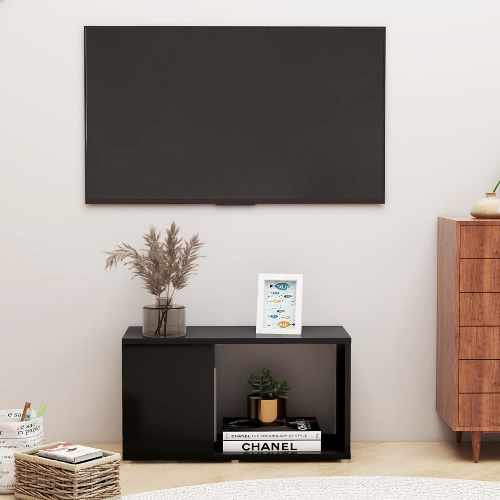 Mobile TV Nero 60x24x32 cm in Truciolato