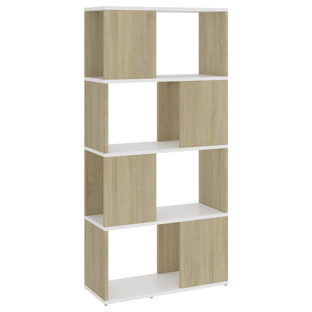 Libreria/Divisorio Bianco e Rovere Sonoma 80x24x192 cm