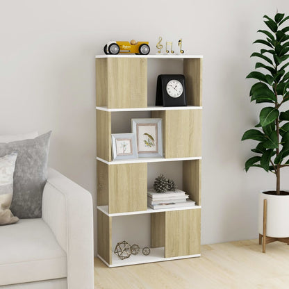 Libreria/Divisorio Bianco e Rovere Sonoma 80x24x192 cm