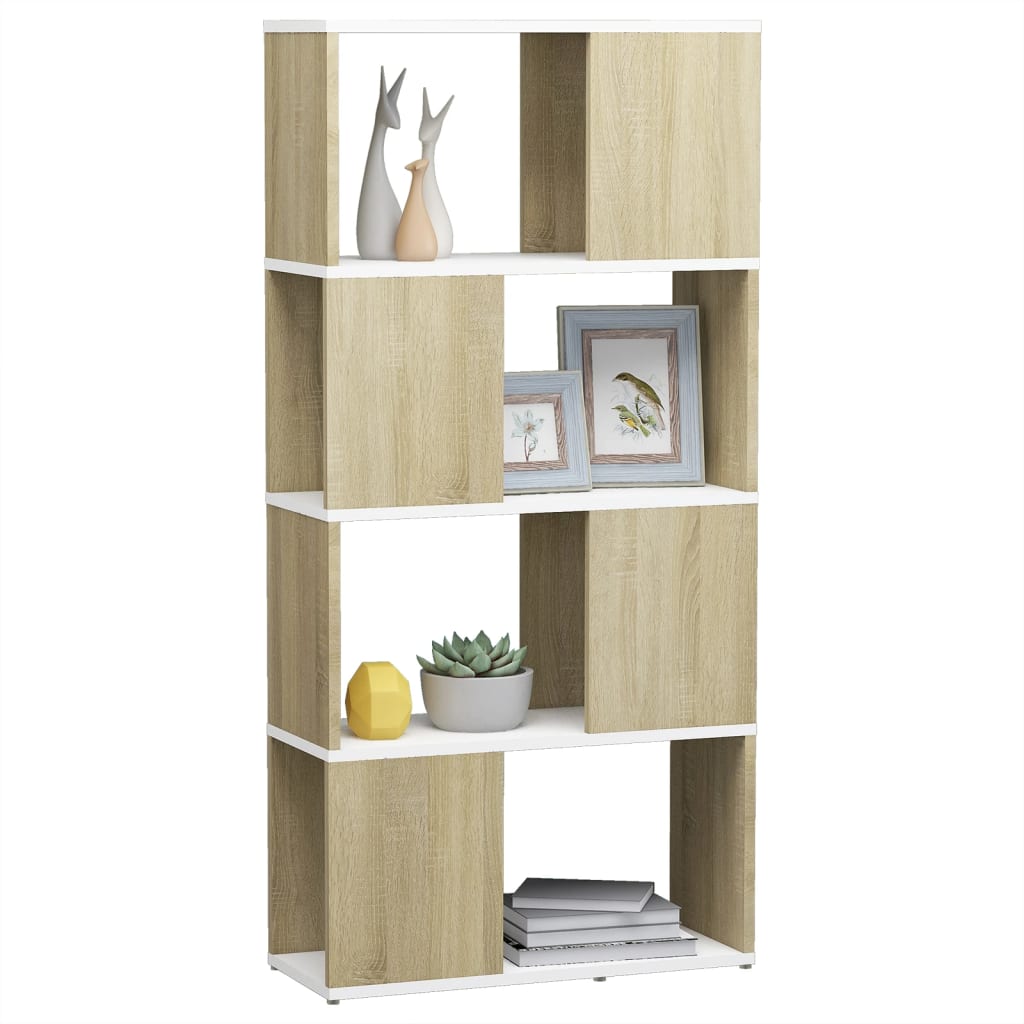 Libreria/Divisorio Bianco e Rovere Sonoma 80x24x192 cm