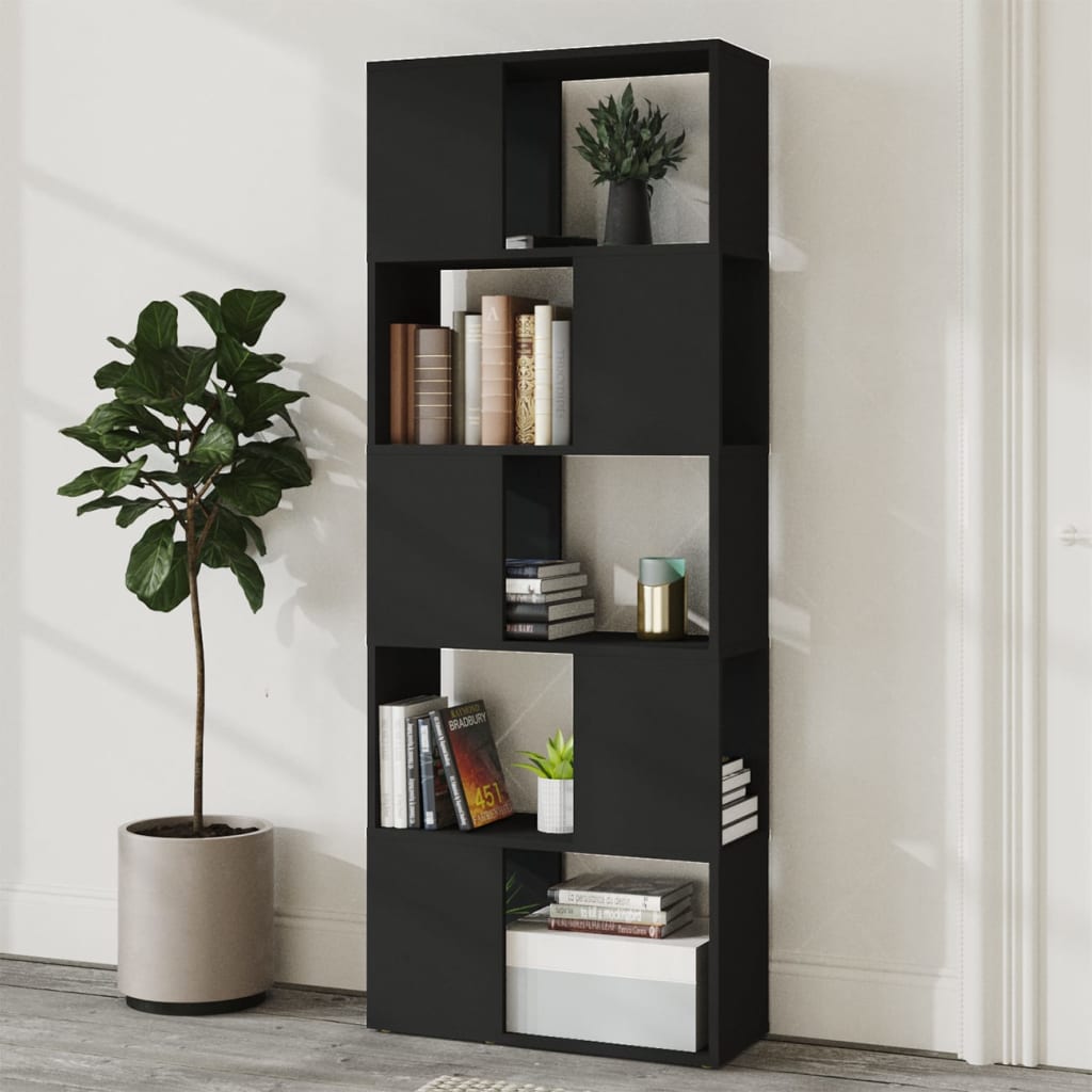 Libreria/Divisorio Nero 60x24x155 cm in Truciolato