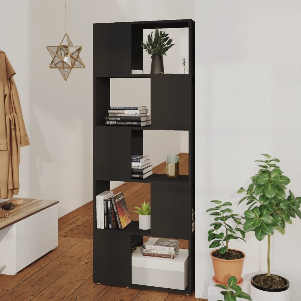 Libreria/Divisorio Nero 60x24x155 cm in Truciolato