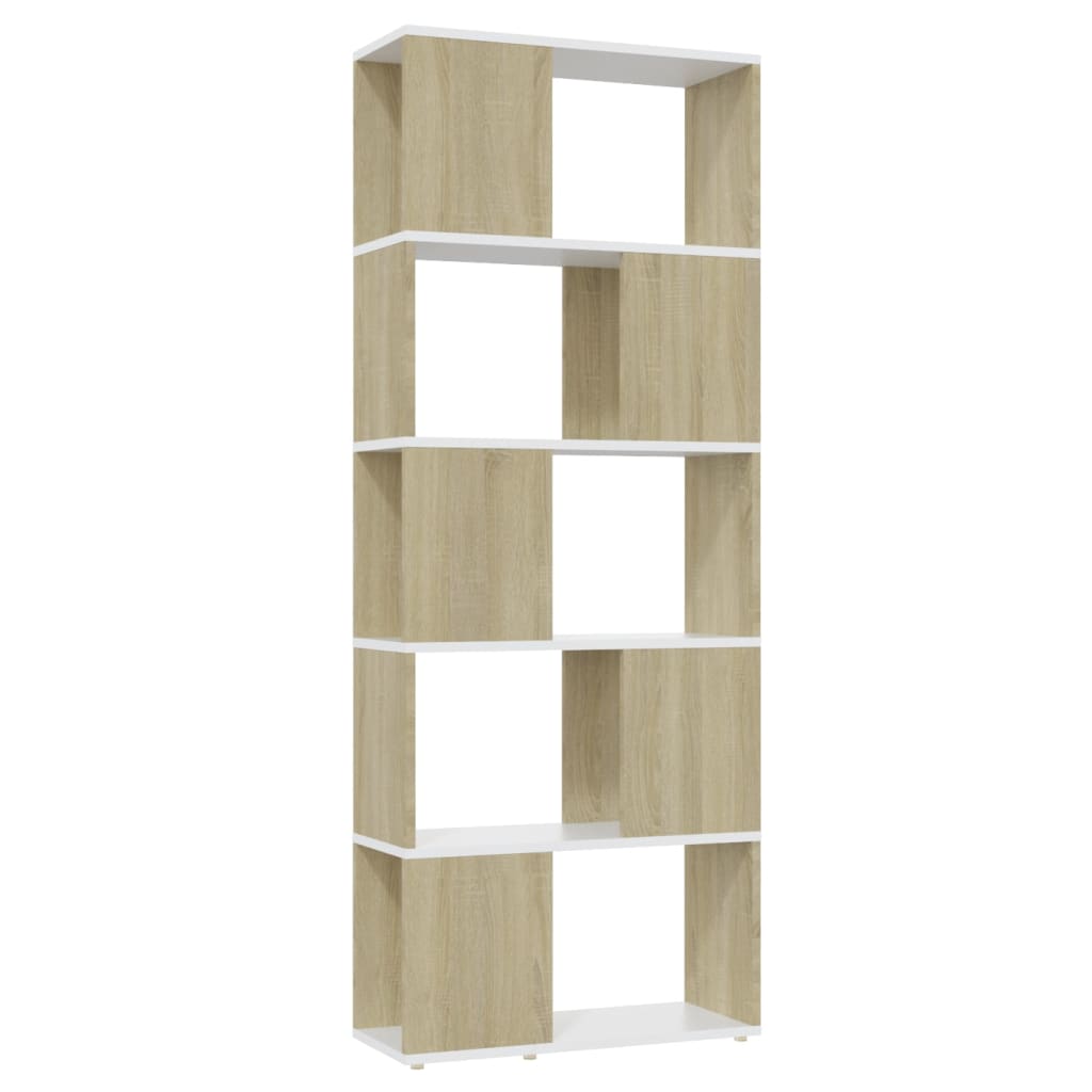 Libreria/Divisorio Bianco e Rovere Sonoma 60x24x155 cm