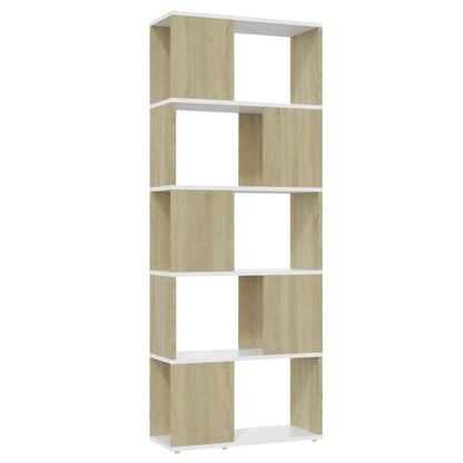 Libreria/Divisorio Bianco e Rovere Sonoma 60x24x155 cm