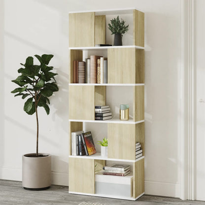 Libreria/Divisorio Bianco e Rovere Sonoma 60x24x155 cm