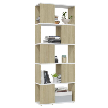 Libreria/Divisorio Bianco e Rovere Sonoma 60x24x155 cm