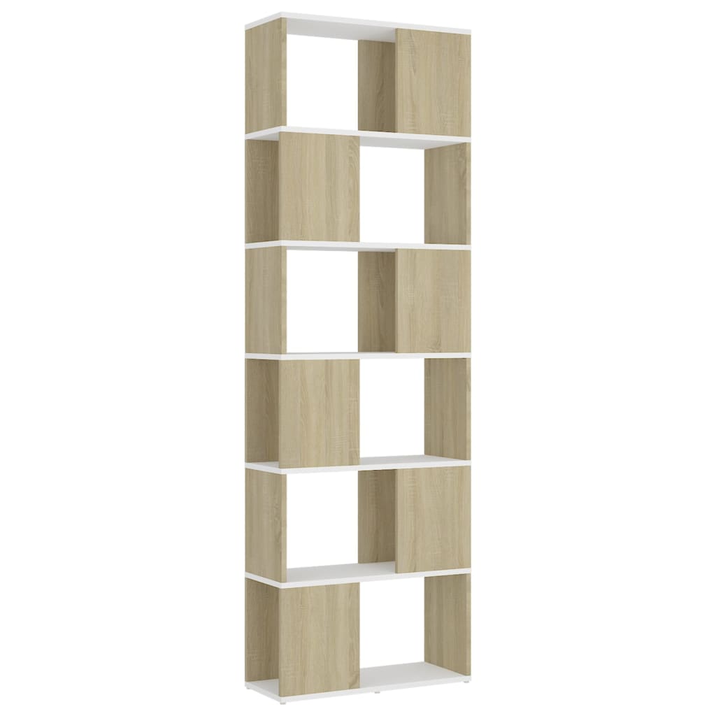 Libreria/Divisorio Bianco e Rovere Sonoma 60x24x186 cm