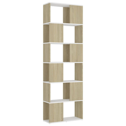 Libreria/Divisorio Bianco e Rovere Sonoma 60x24x186 cm
