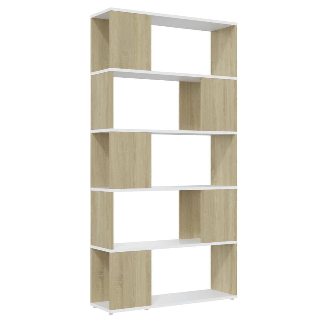 Libreria Divisorio Bianco Rovere Sonoma 80x24x155 cm Truciolato