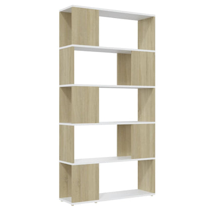 Libreria Divisorio Bianco Rovere Sonoma 80x24x155 cm Truciolato