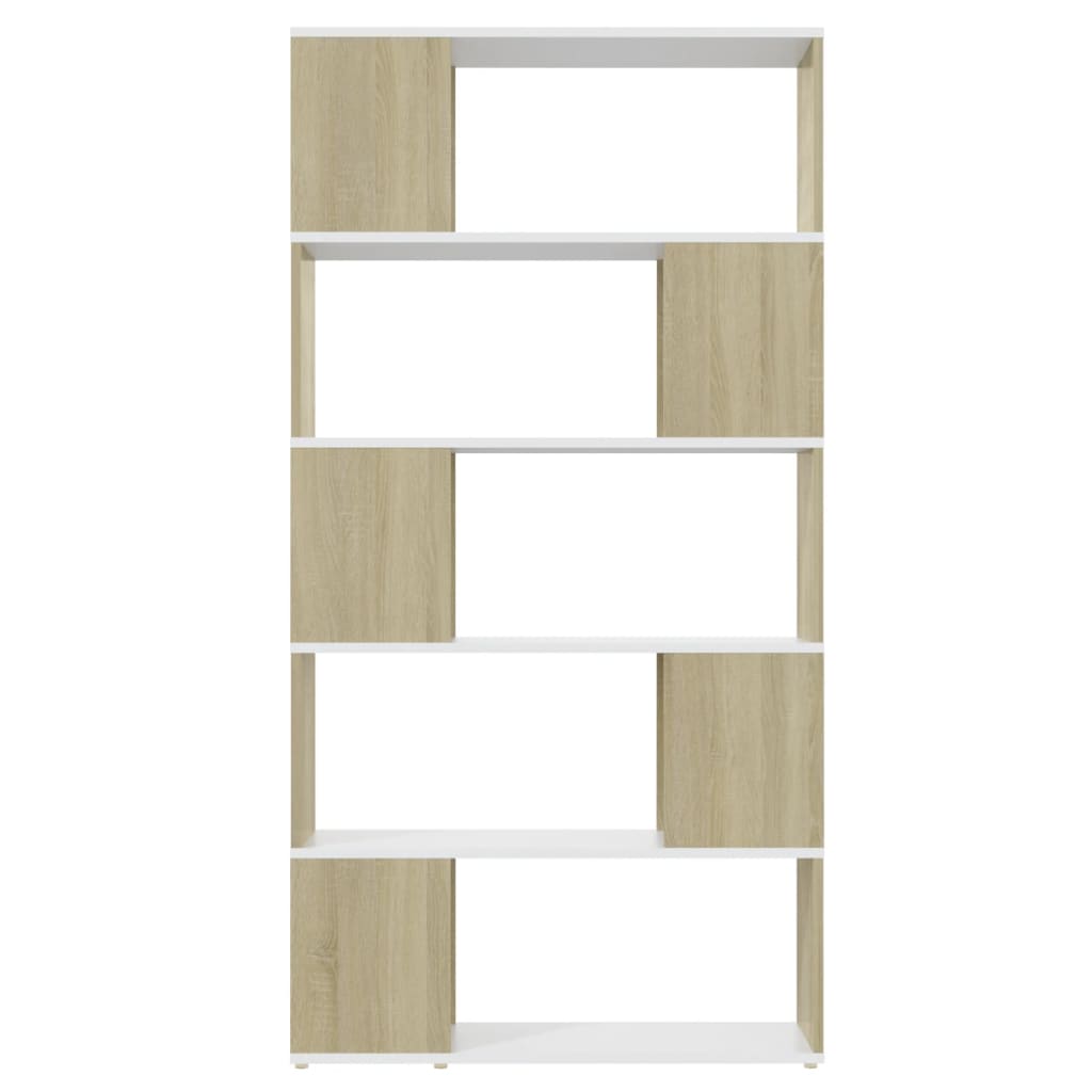 Libreria Divisorio Bianco Rovere Sonoma 80x24x155 cm Truciolato