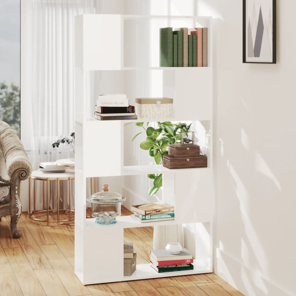 Libreria Divisorio Bianco Lucido 80x24x155 cm in Truciolato