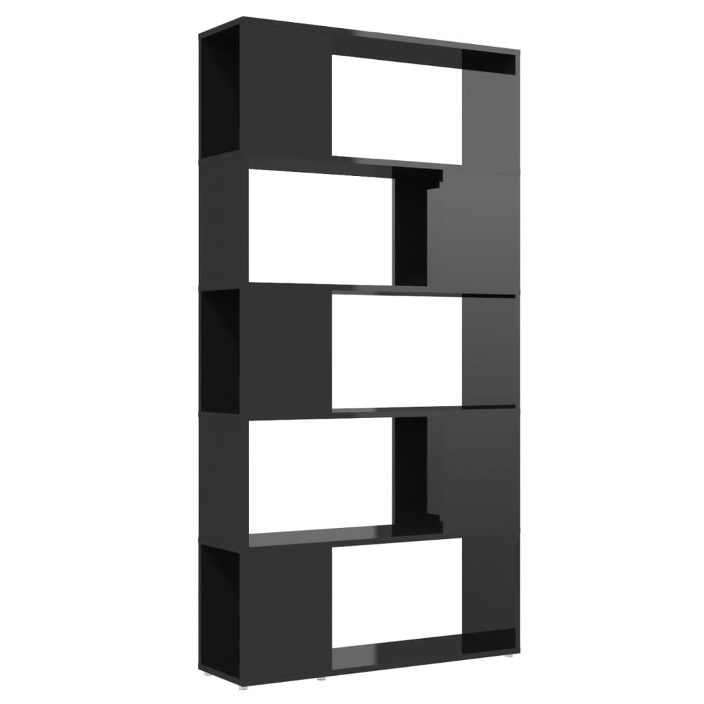 Libreria/Divisorio Nero Lucido 80x24x155 cm in Truciolato