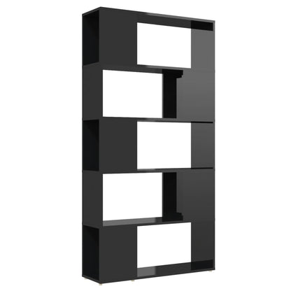 Libreria/Divisorio Nero Lucido 80x24x155 cm in Truciolato