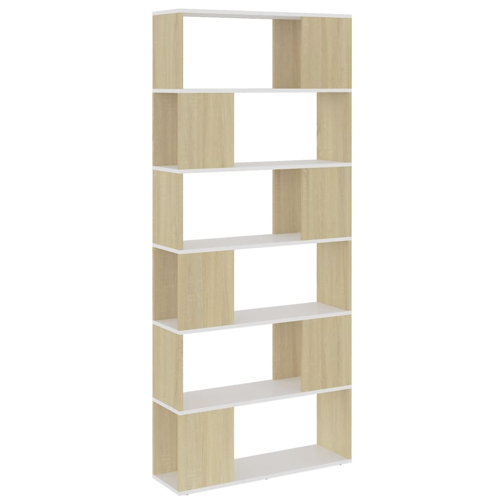 Libreria/Divisorio Bianco e Rovere 80x24x186 cm in Truciolato