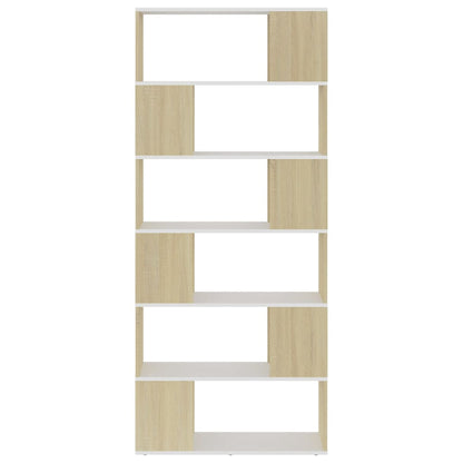 Libreria/Divisorio Bianco e Rovere 80x24x186 cm in Truciolato
