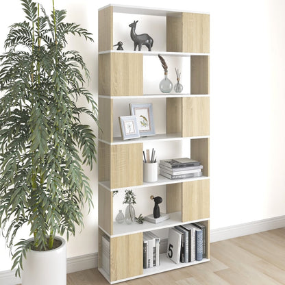 Libreria/Divisorio Bianco e Rovere 80x24x186 cm in Truciolato