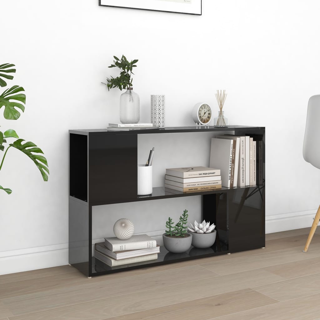 Libreria Nero Lucido 100x24x63 cm in Truciolato