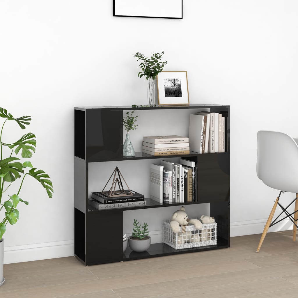 Libreria/Divisorio Nero Lucido 100x24x94 cm