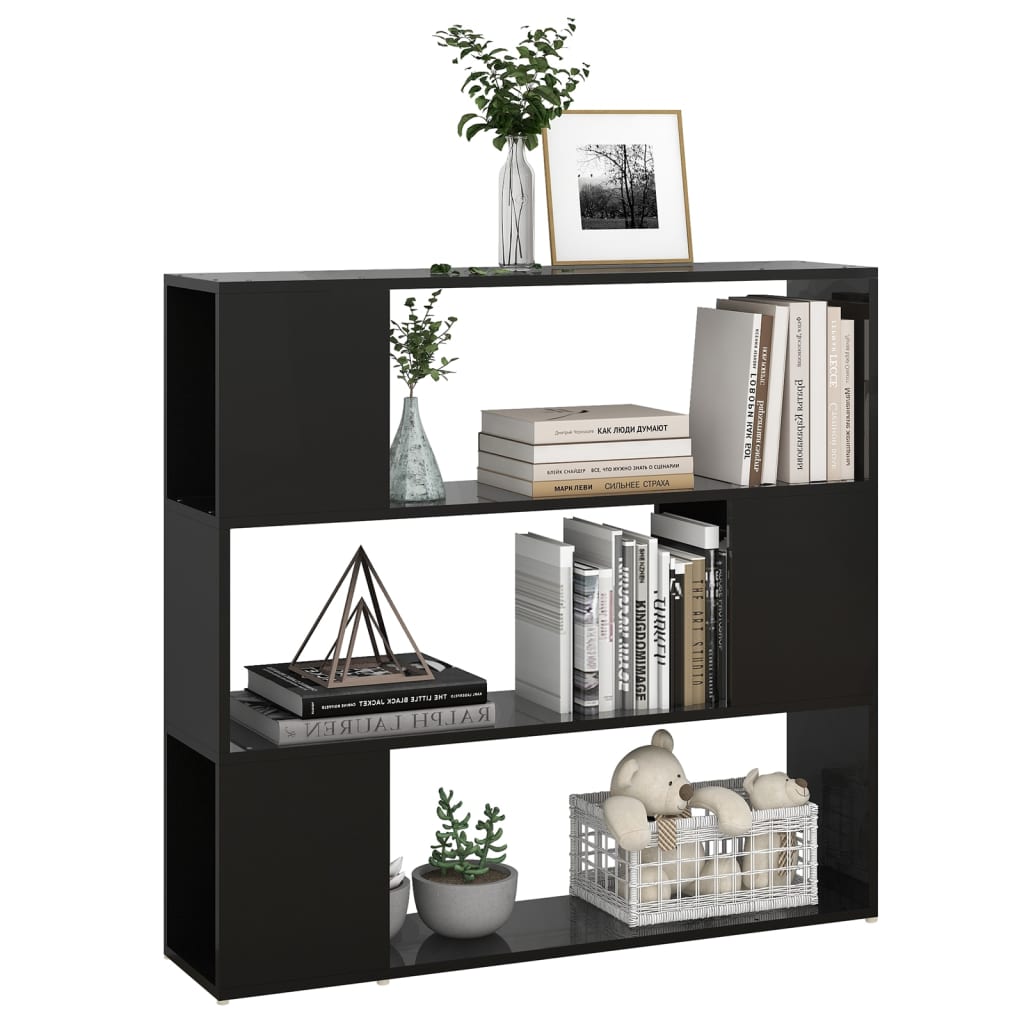 Libreria/Divisorio Nero Lucido 100x24x94 cm
