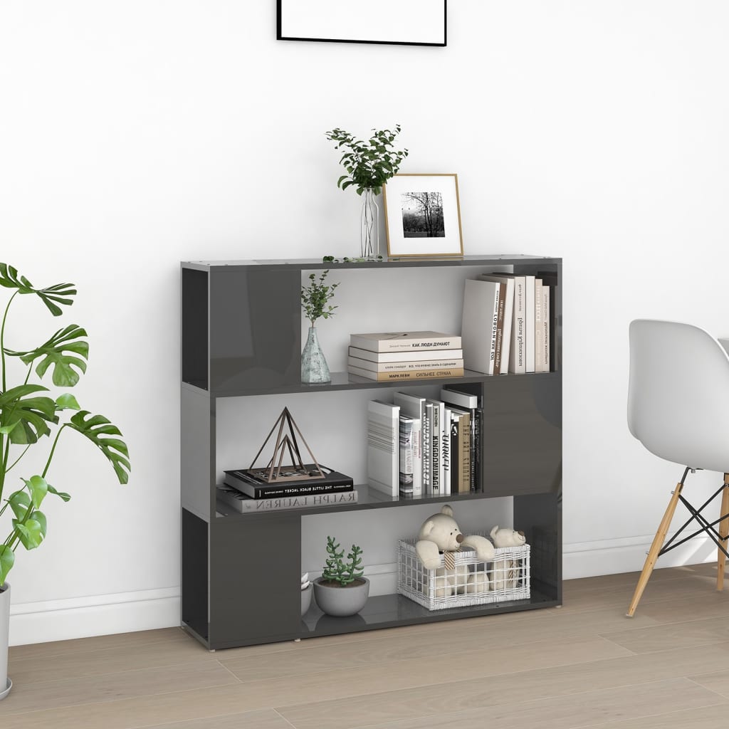 Libreria/Divisorio Grigio Lucido 100x24x94 cm