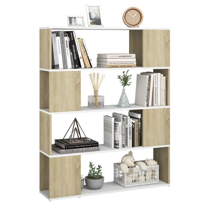 Libreria/Divisorio Bianco e Rovere Sonoma 100x24x124 cm