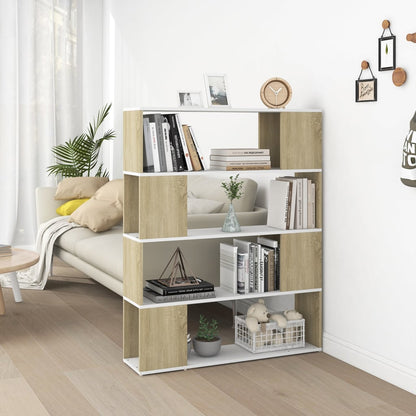 Libreria/Divisorio Bianco e Rovere Sonoma 100x24x124 cm