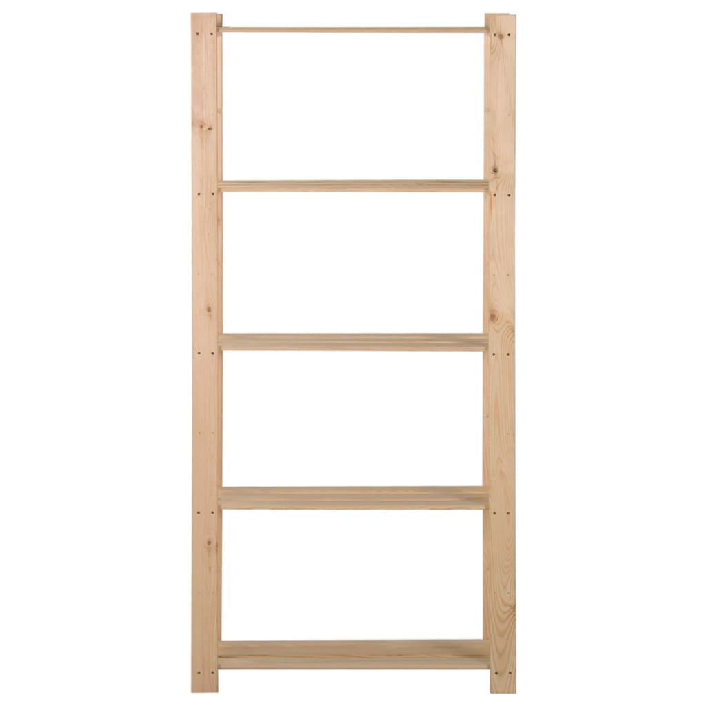 Scaffale a 5 Livelli 80x28,5x170 cm in Legno Massello di Pino