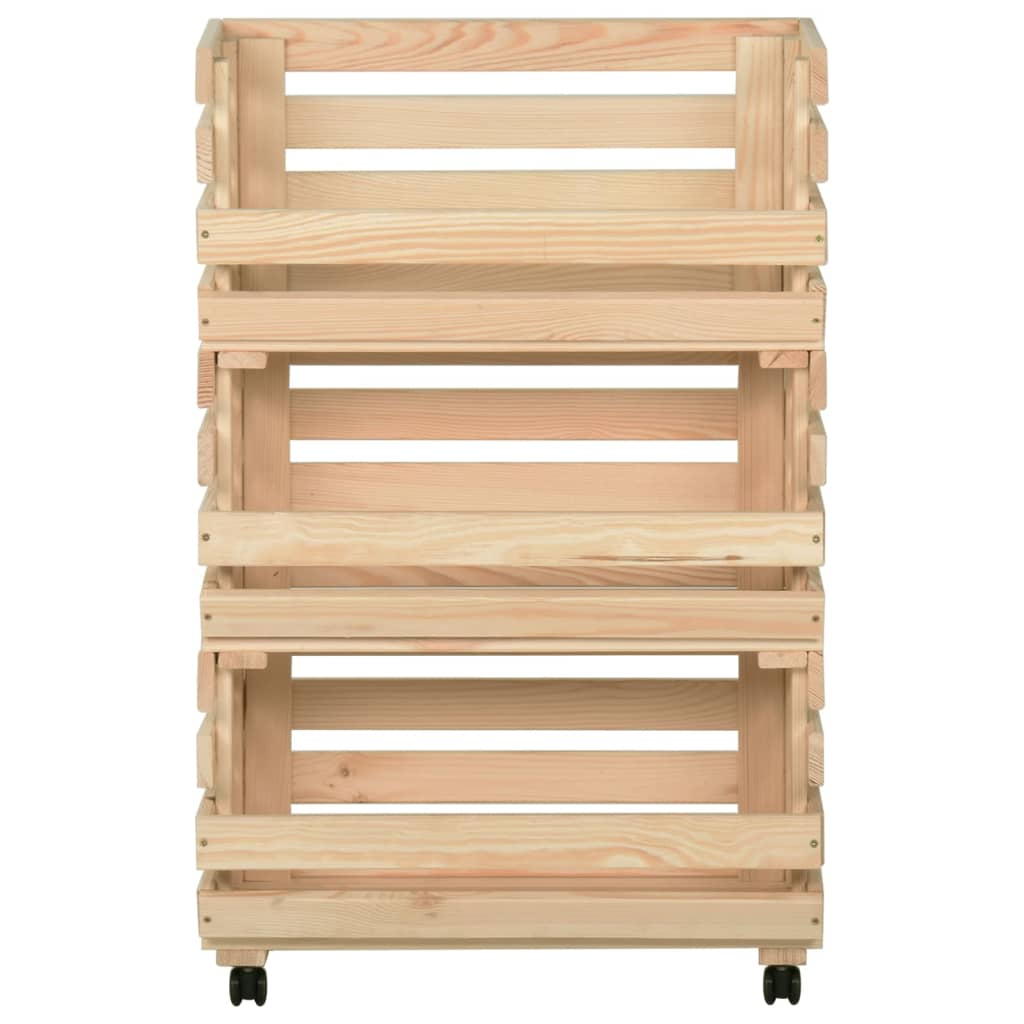 Carrello Portaverdure 37x30x80 cm in Legno Massello di Pino