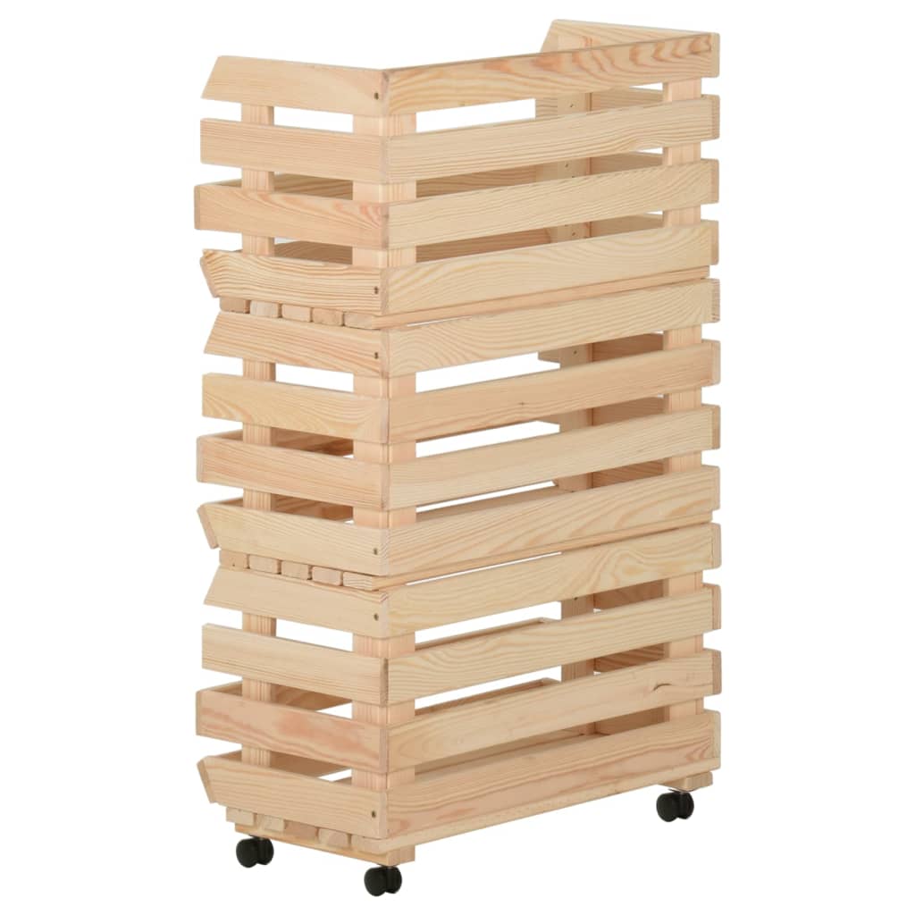 Carrello Portaverdure 37x30x80 cm in Legno Massello di Pino