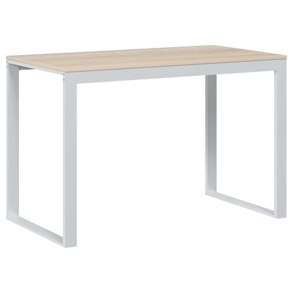 Scrivania Computer Bianca e Rovere 110x60x73 Legno Multistrato