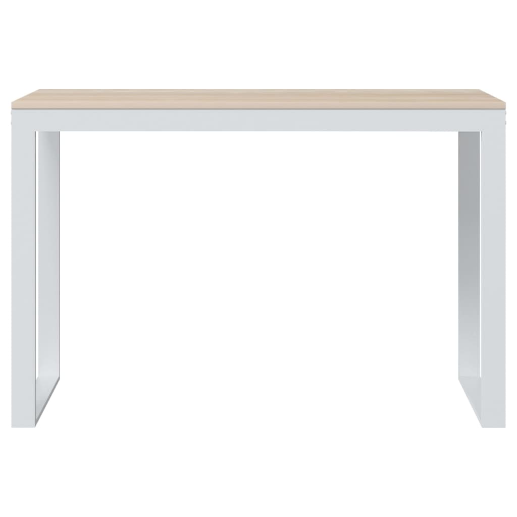 Scrivania Computer Bianca e Rovere 110x60x73 Legno Multistrato