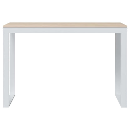 Scrivania Computer Bianca e Rovere 110x60x73 Legno Multistrato