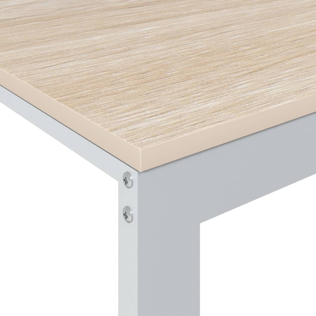Scrivania Computer Bianca e Rovere 110x60x73 Legno Multistrato