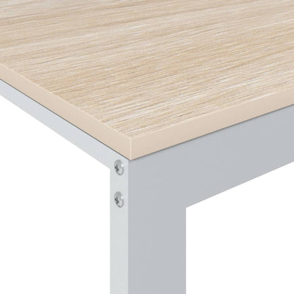 Scrivania Computer Bianca e Rovere 110x60x73 Legno Multistrato