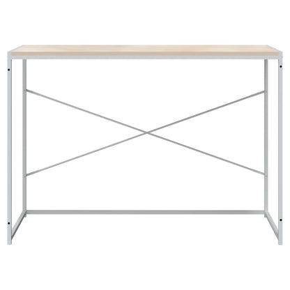 Scrivania Computer Bianca e Rovere 110x60x70 Legno Multistrato