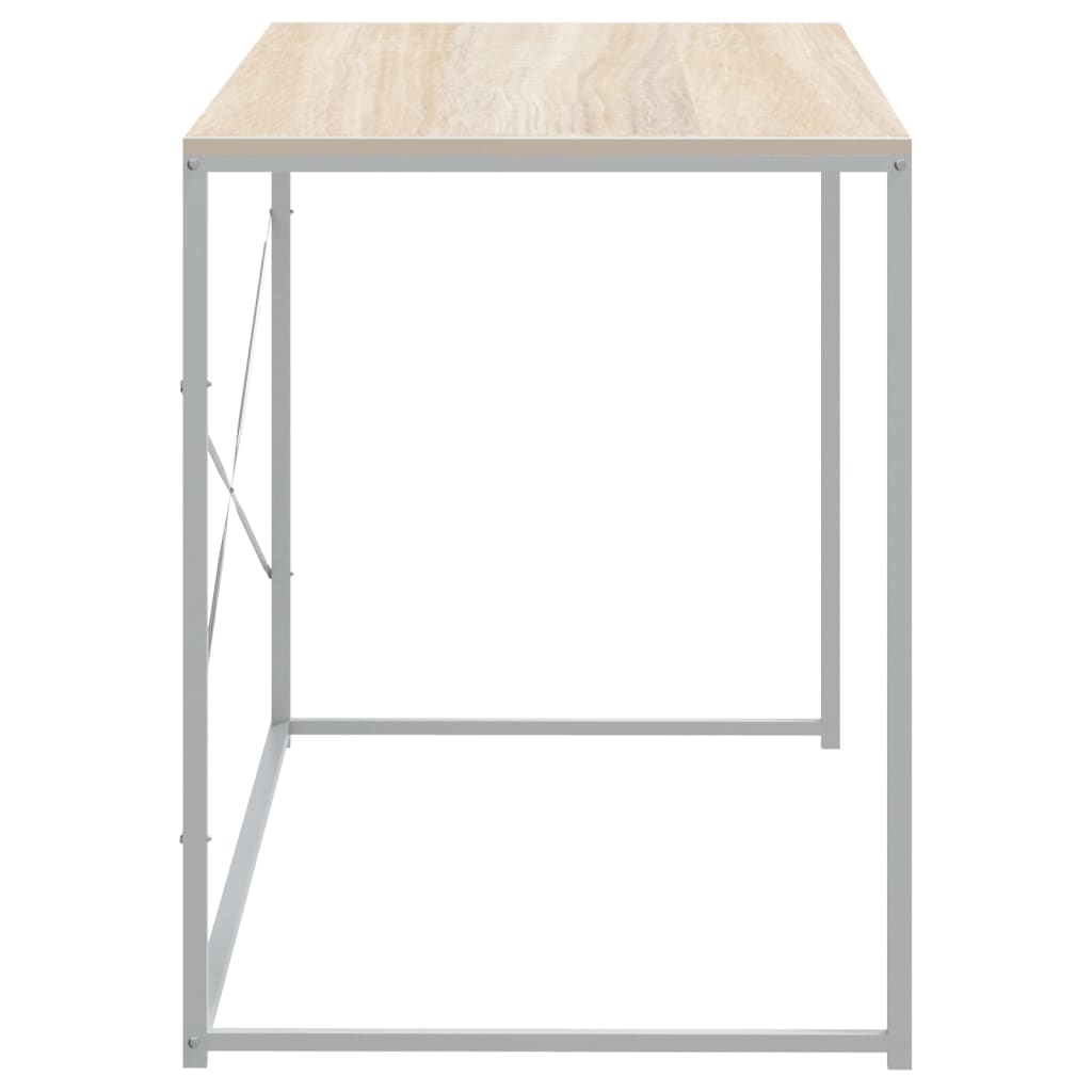 Scrivania Computer Bianca e Rovere 110x60x70 Legno Multistrato