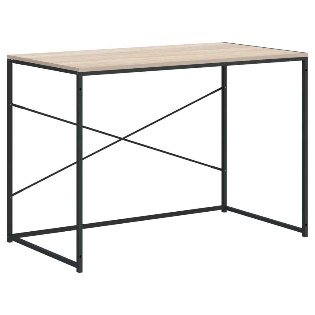 Scrivania Computer Nera e Rovere 110x60x70cm Legno Multistrato