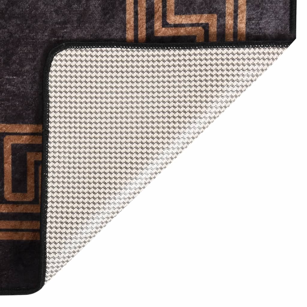 Tappeto Lavabile 80x150 cm Nero e Oro Antiscivolo