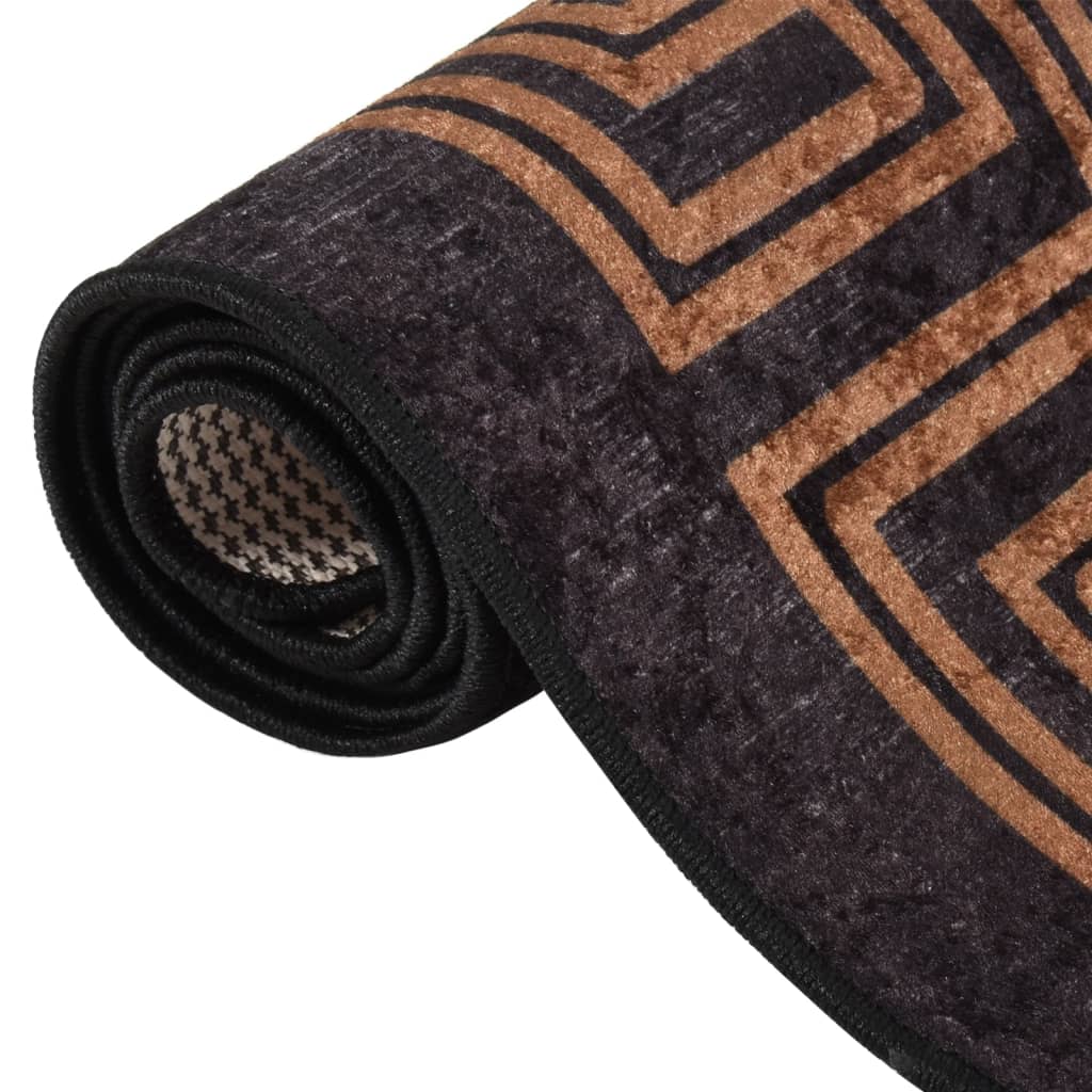 Tappeto Lavabile 80x150 cm Nero e Oro Antiscivolo
