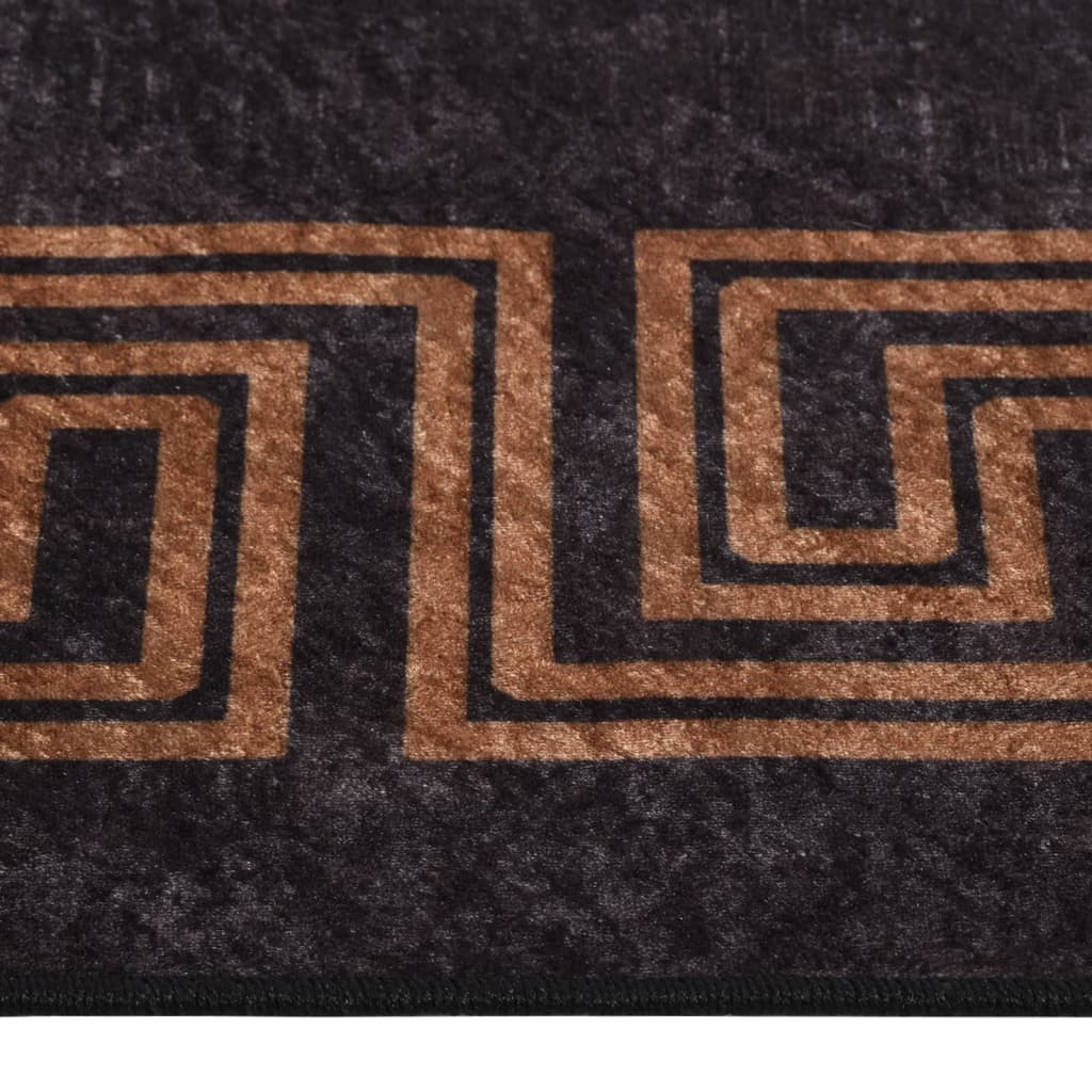Tappeto Lavabile 80x150 cm Nero e Oro Antiscivolo