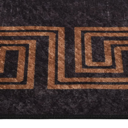 Tappeto Lavabile 80x150 cm Nero e Oro Antiscivolo
