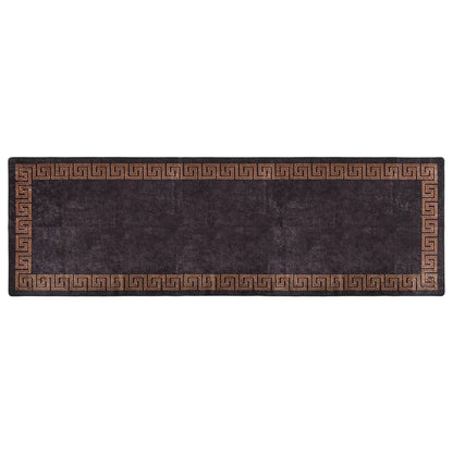 Tappeto Lavabile 80x300 cm Nero e Oro Antiscivolo