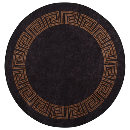 Tappeto Lavabile ?120 cm Nero e Oro Antiscivolo