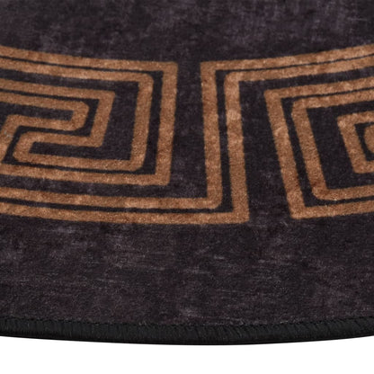 Tappeto Lavabile ?120 cm Nero e Oro Antiscivolo
