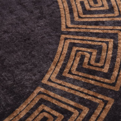 Tappeto Lavabile ?120 cm Nero e Oro Antiscivolo